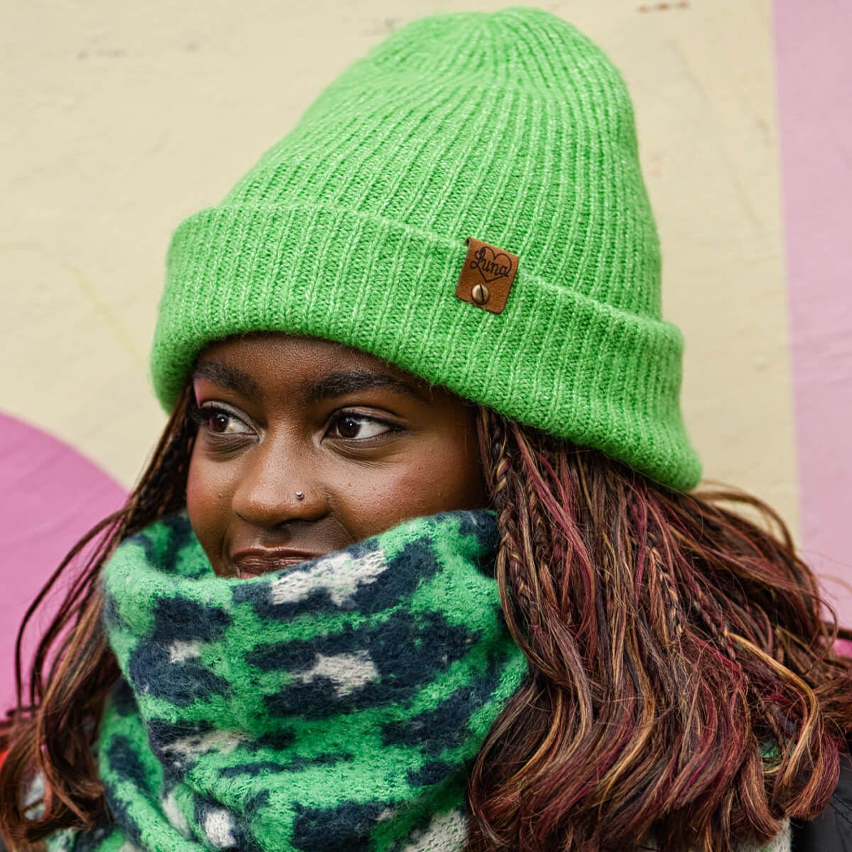 Bright Green Beanie with Tag