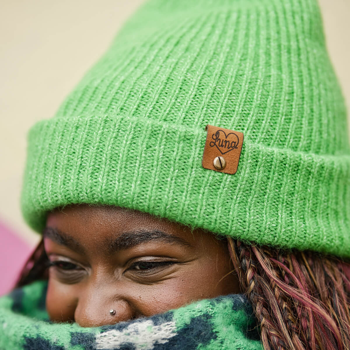 Bright Green Beanie with Tag