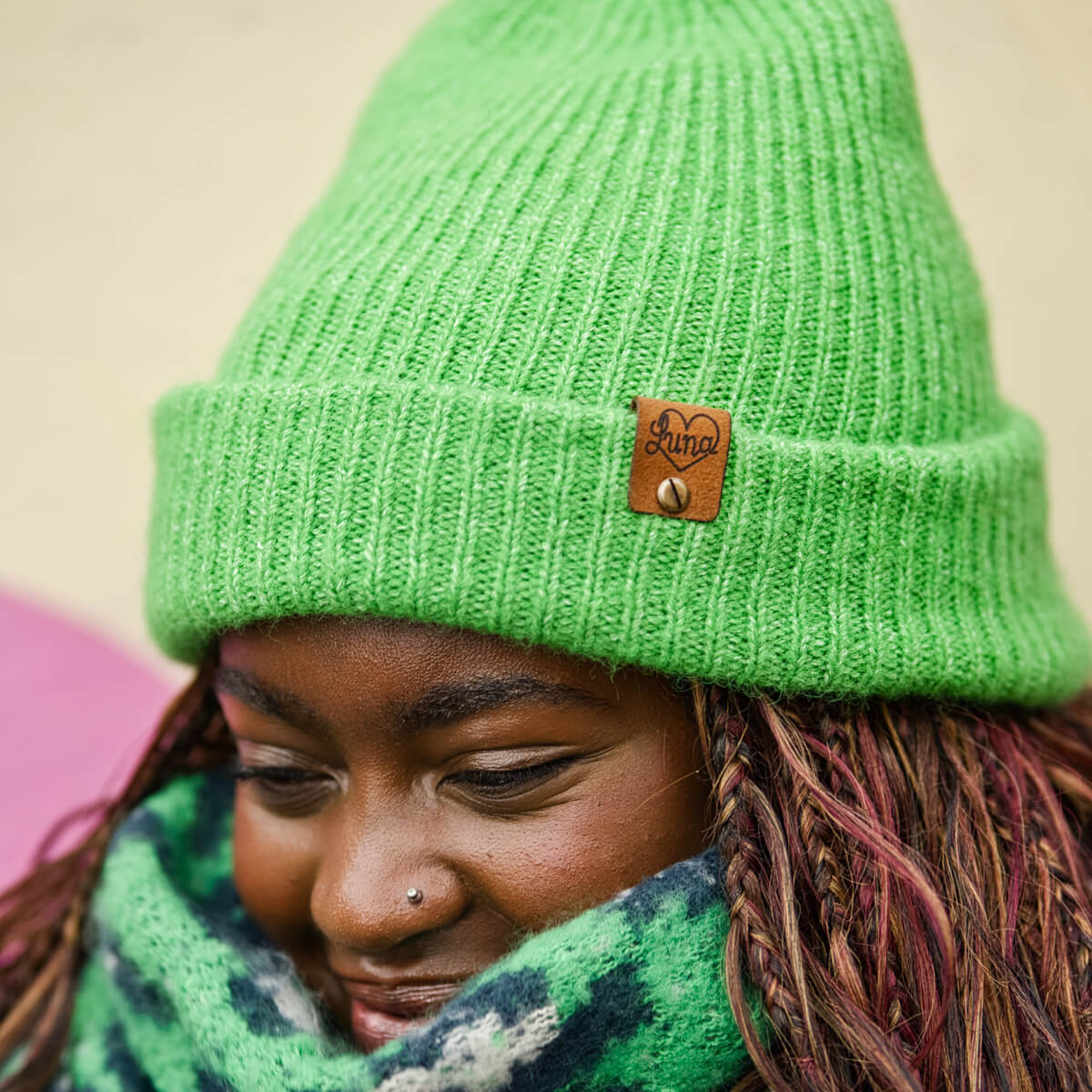 Bright Green Beanie with Tag