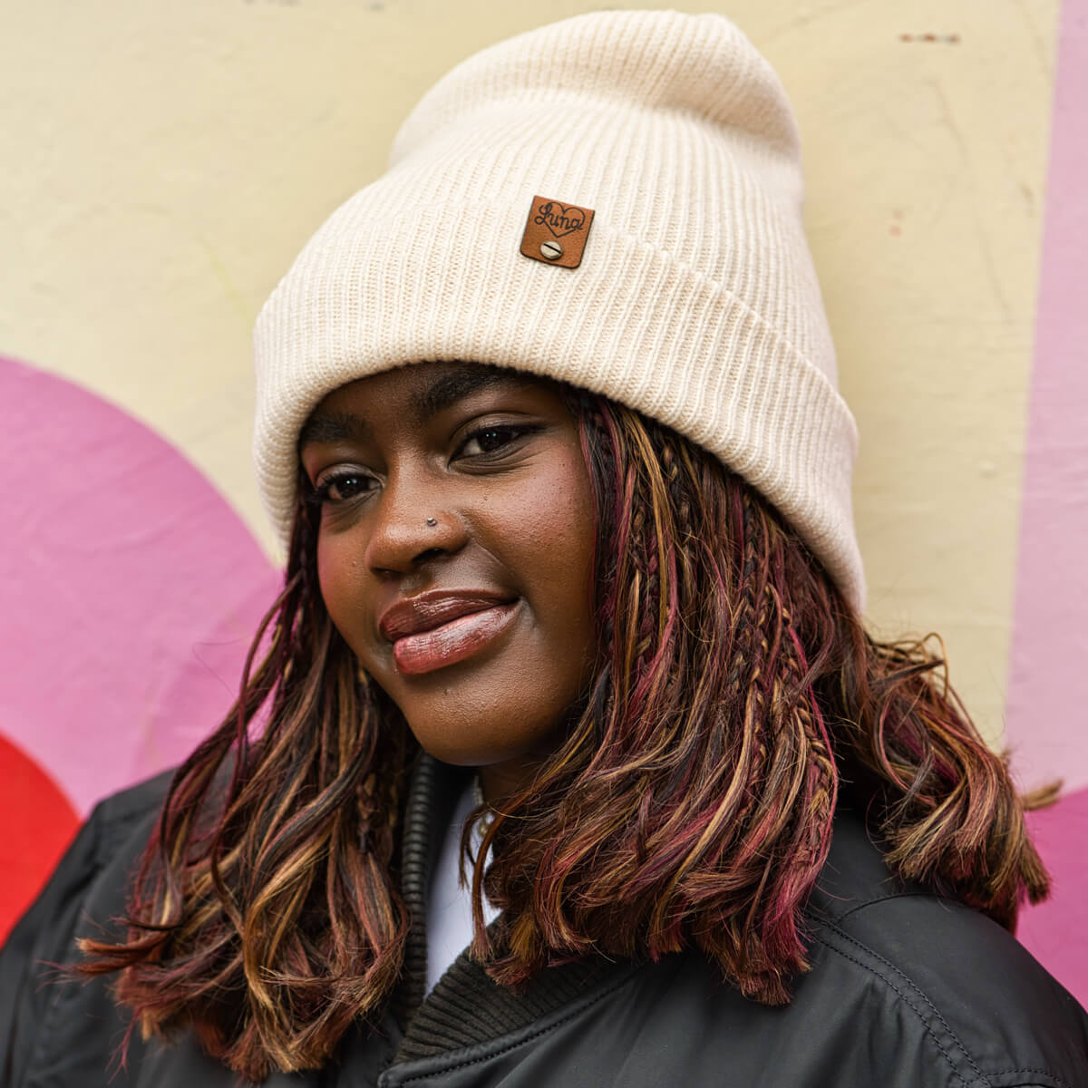 Cream Beanie with Tag