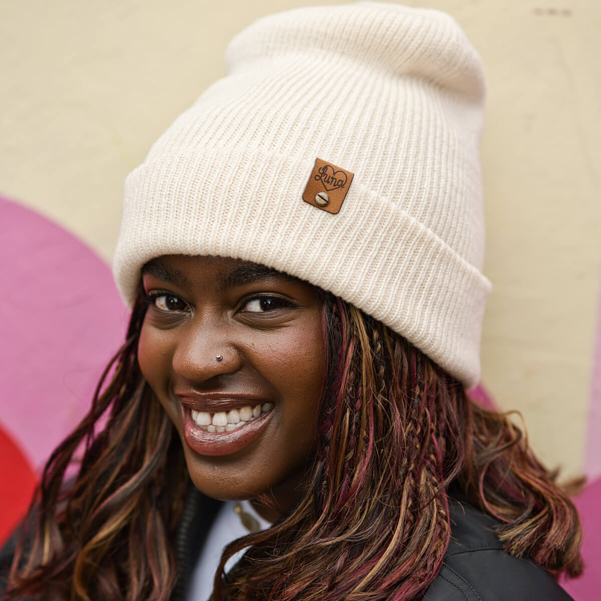 Cream Beanie with Tag