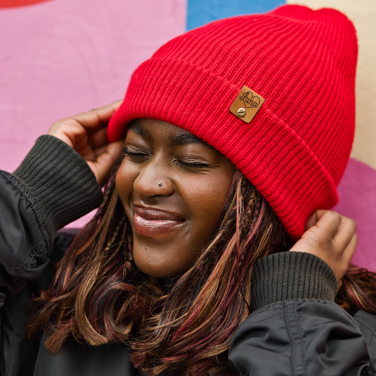 Red Beanie with Tag