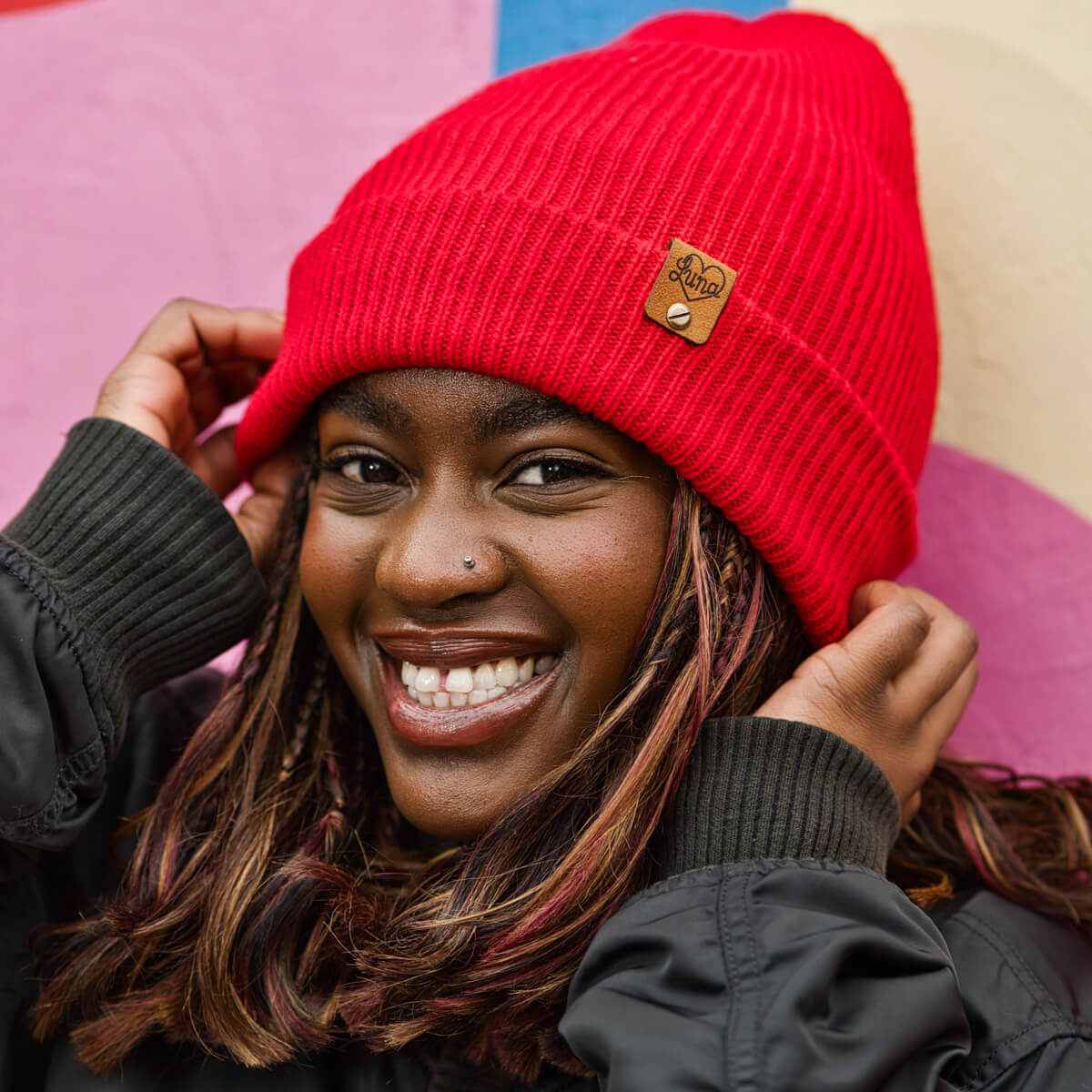 Red Beanie with Tag