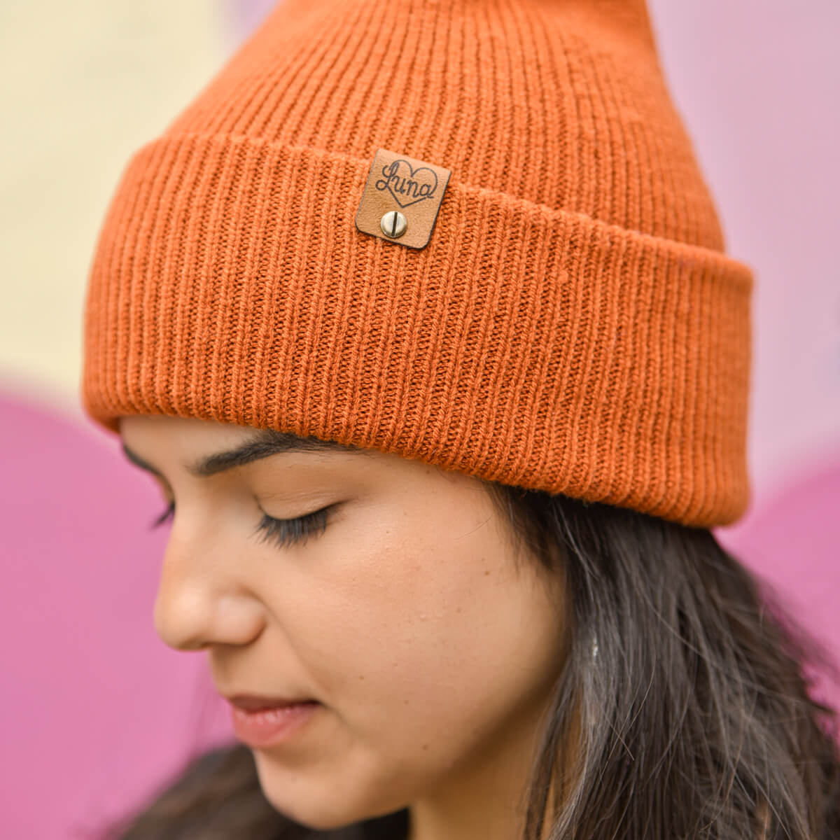 Orange Beanie with Tag