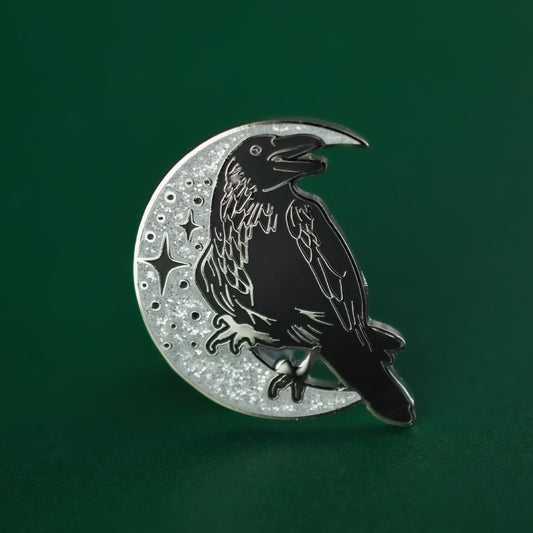  Glitter Raven Enamel Pin | Luna
