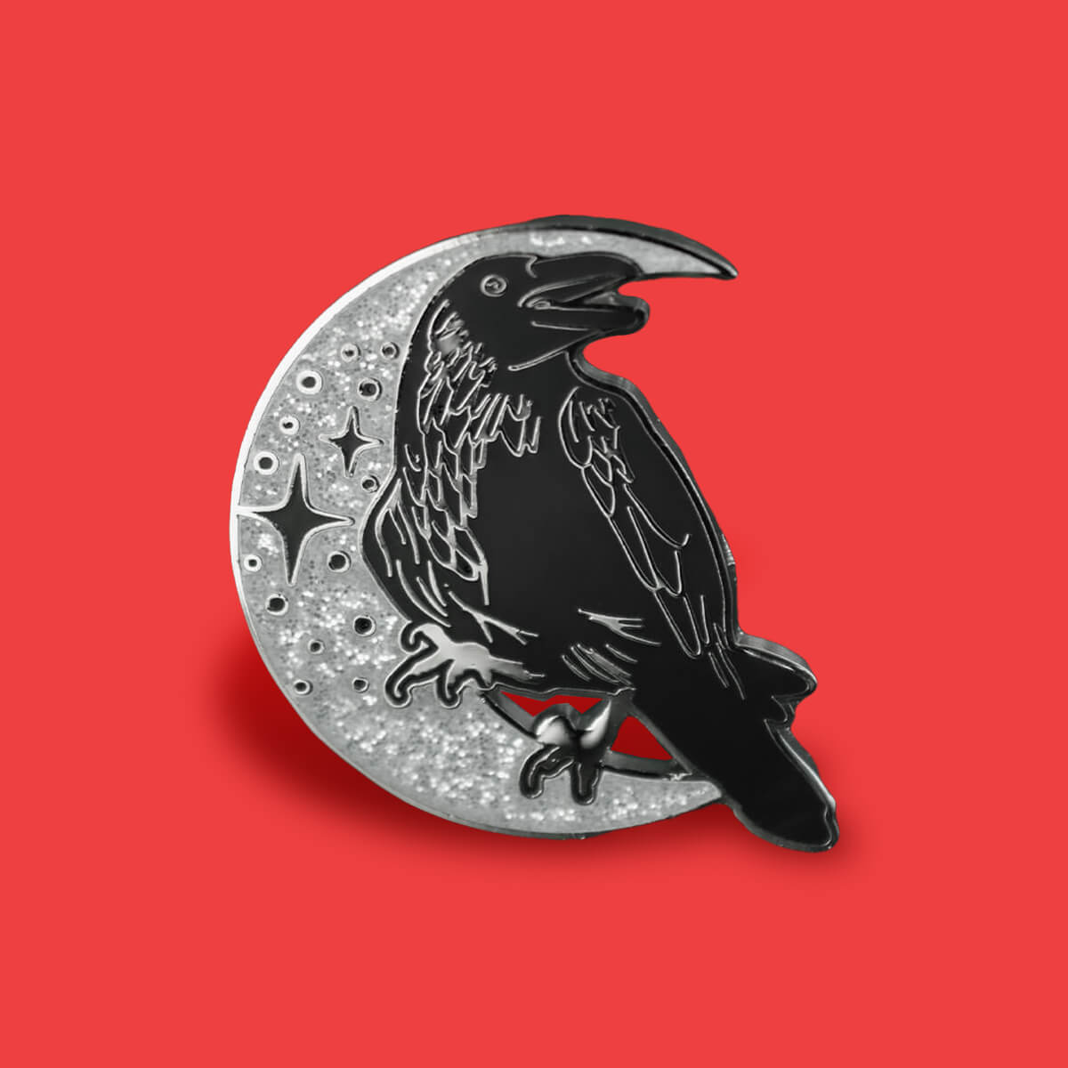 Glitter Raven Enamel Pin | Luna