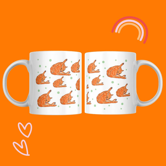Cat Licking Butt Repeat Patten Mug • Luna