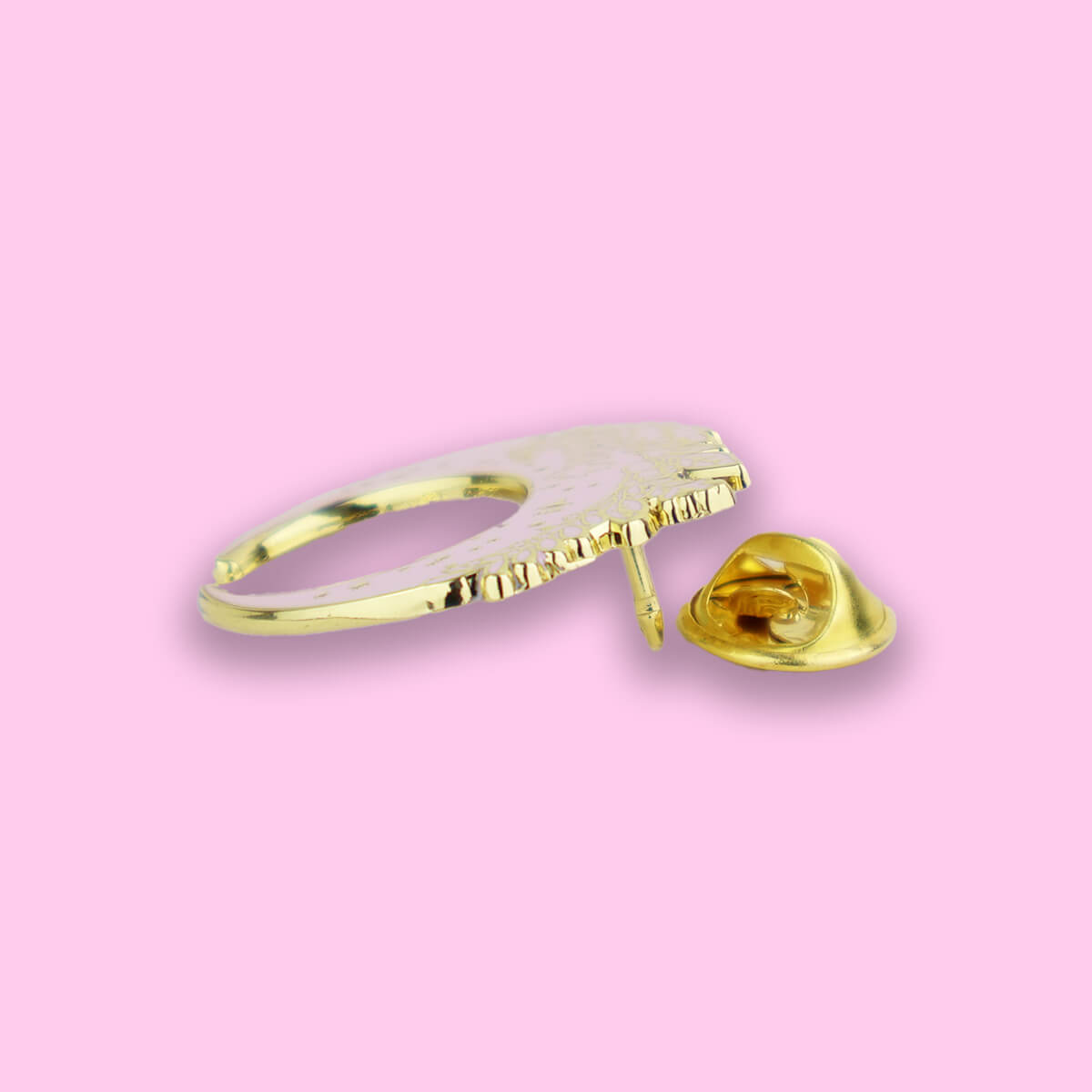 Floral Moon Pink Enamel Pin • Luna