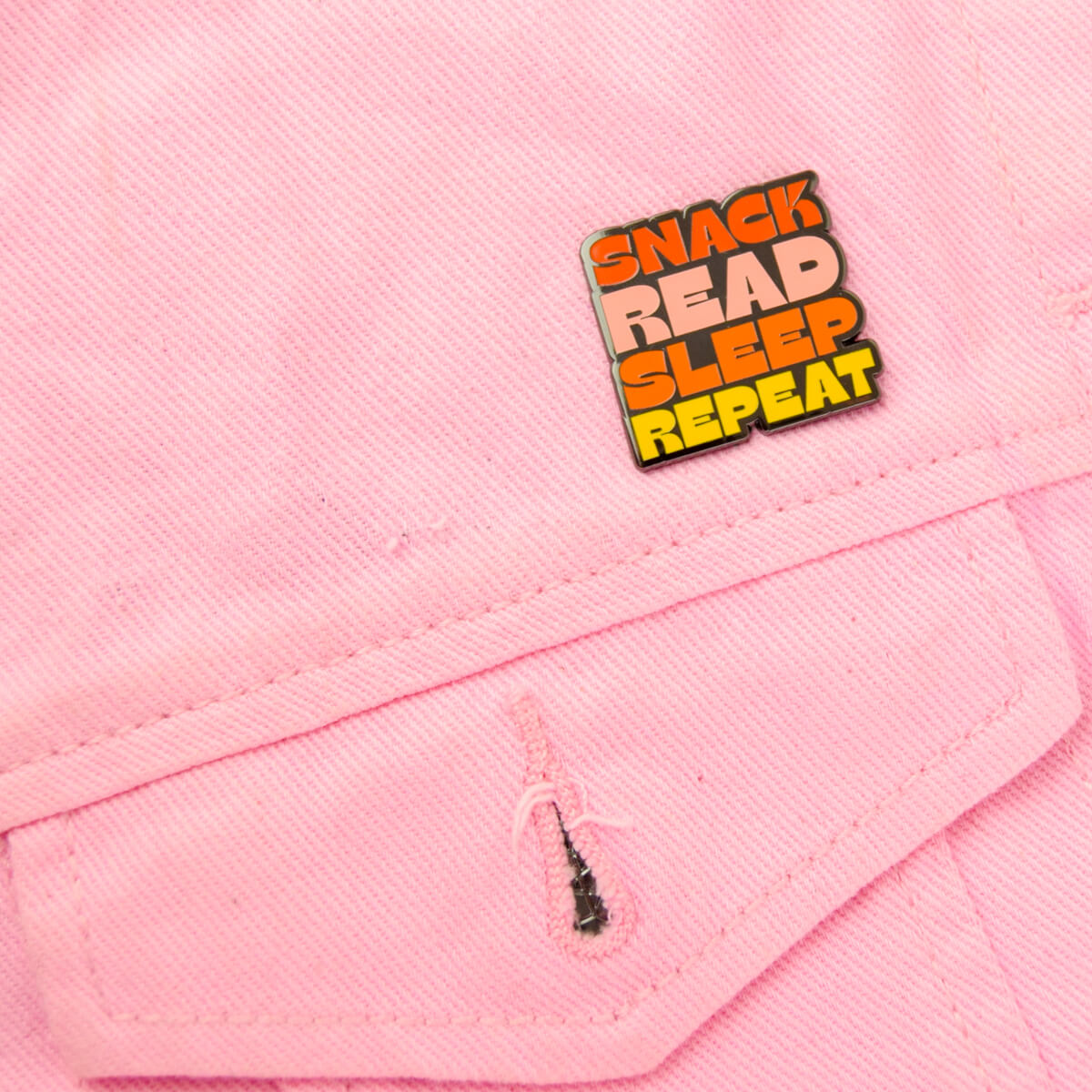 Snack, Read, Sleep, Repeat Enamel Pin