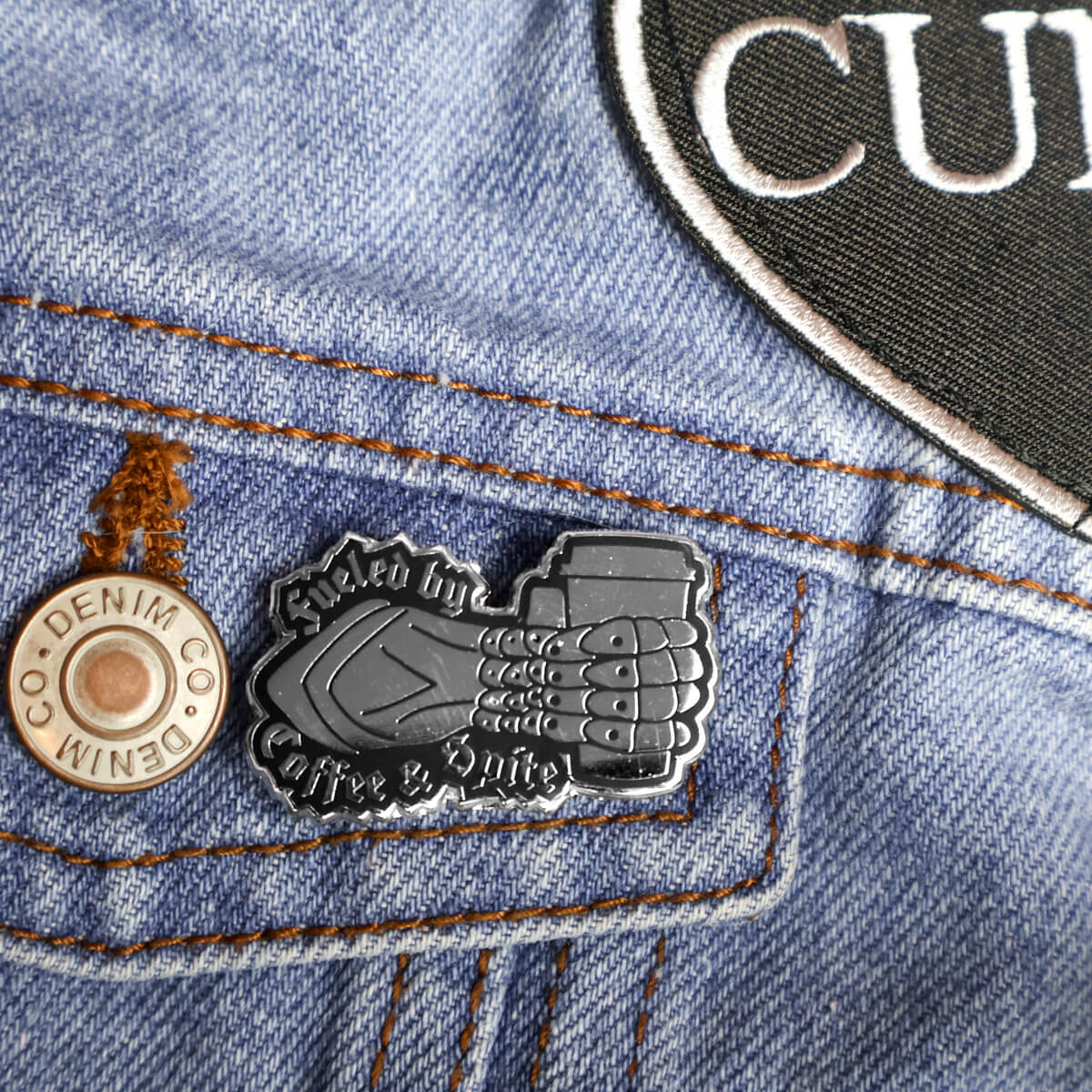Fueled By Coffee & Spite Enamel Pin • Luna