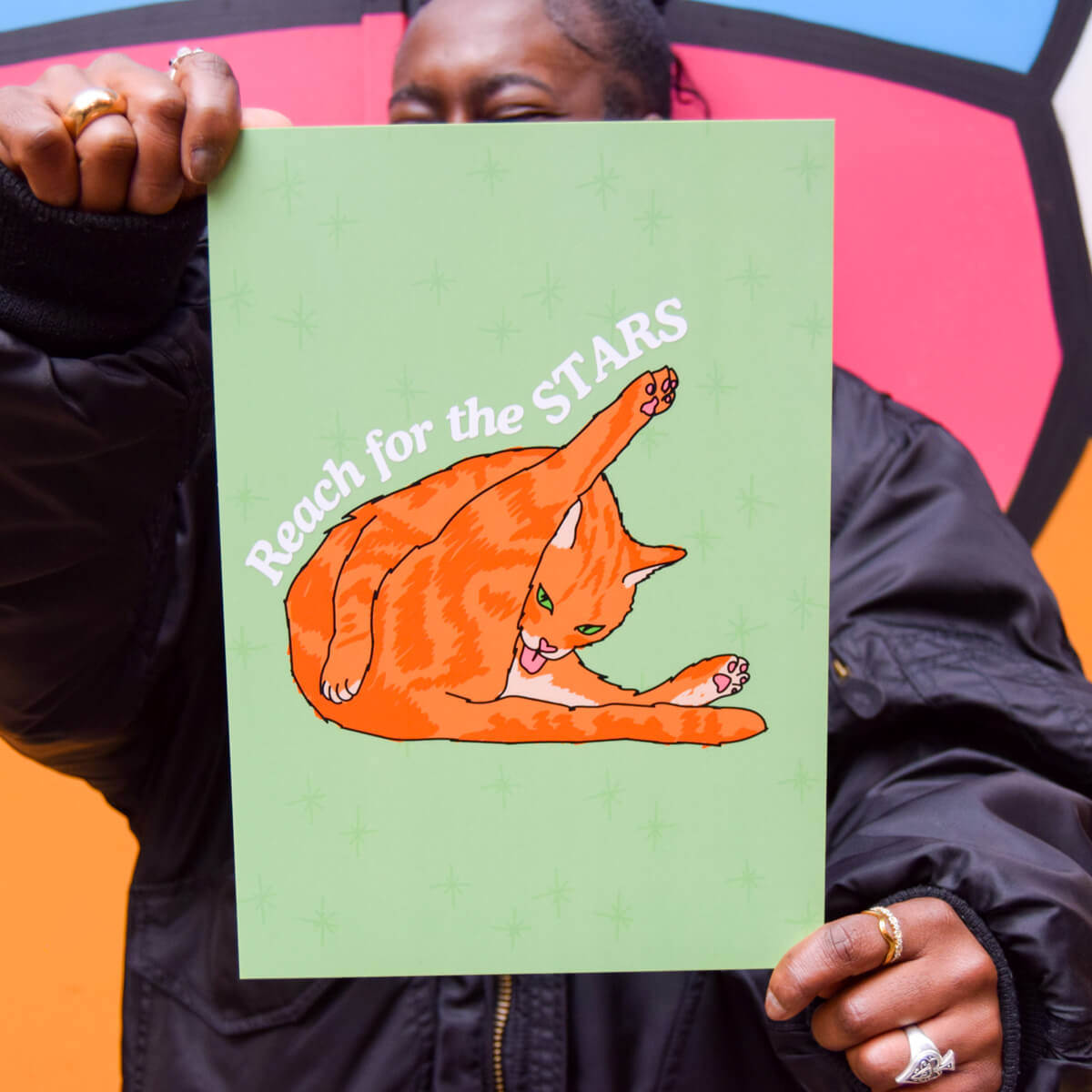 Cat Licking Butt A4 Print • Luna