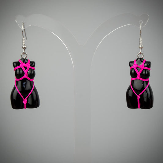 Black & Pink Shibari Earrings