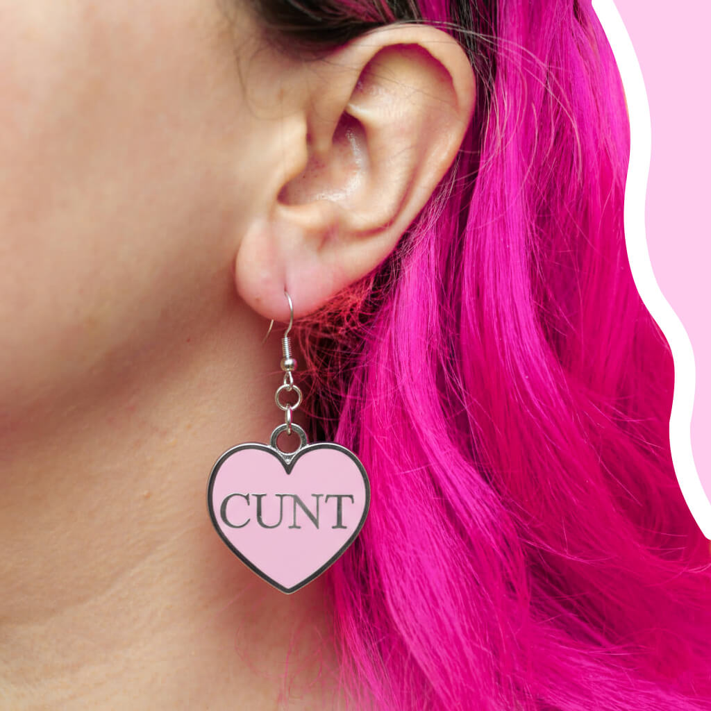 Cunt Pink Heart Necklace & Earrings Bundle • Luna