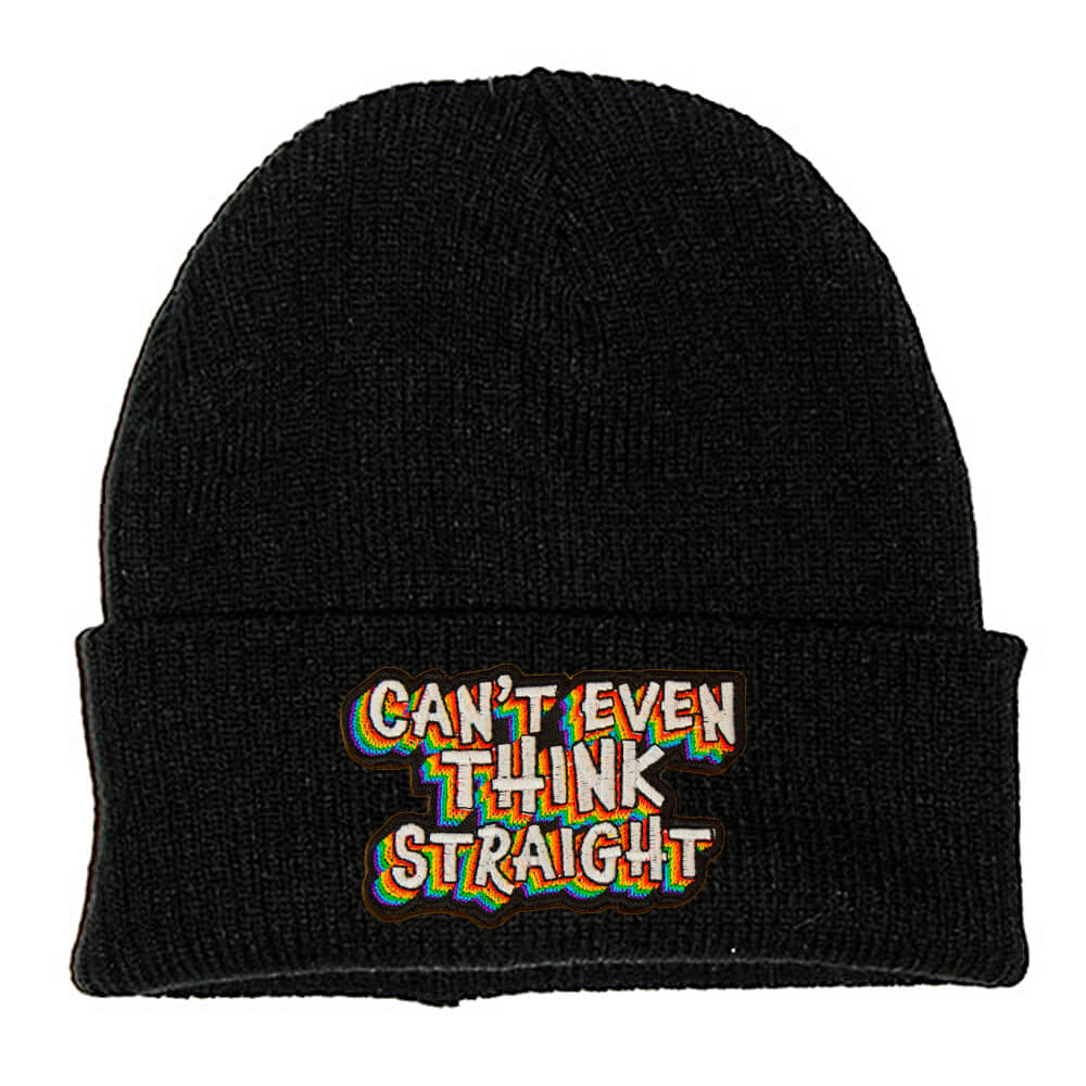 Can't Even Think Straight Patch Black Beanie | Luna