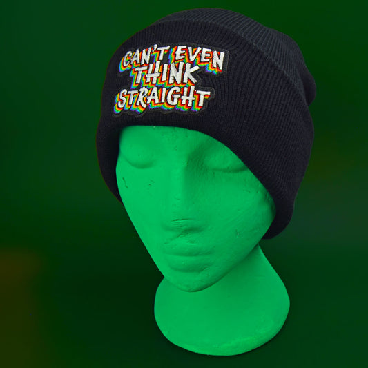 Can't Even Think Straight Patch Black Beanie | Luna