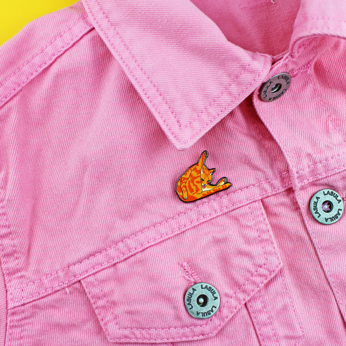 Cat Licking Butt Enamel Pin | Luna