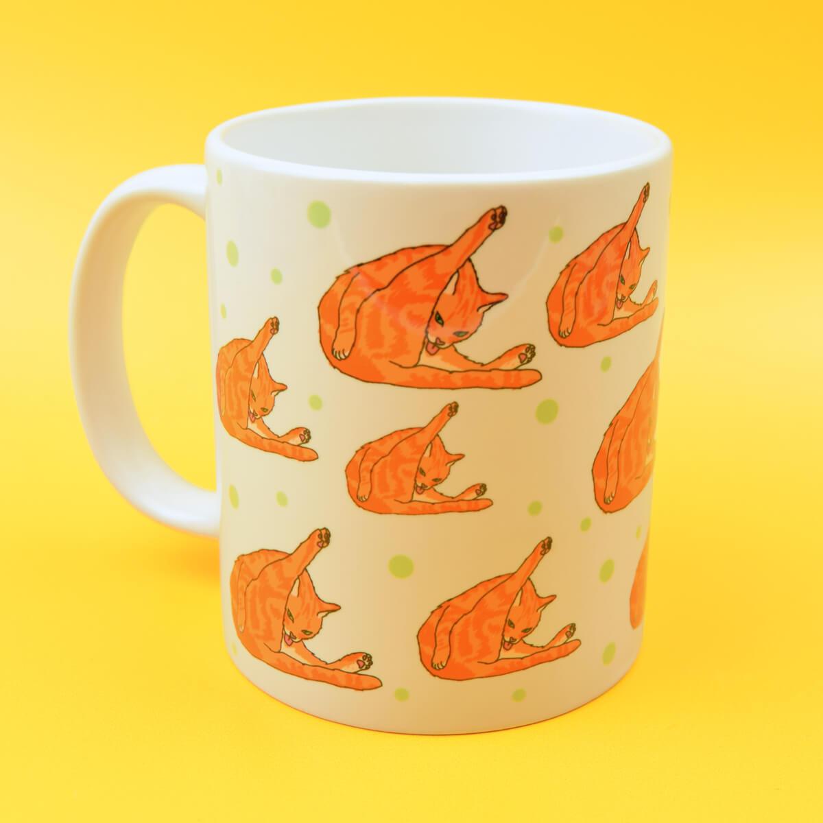 Cat Licking Butt Repeat Patten Mug • Luna
