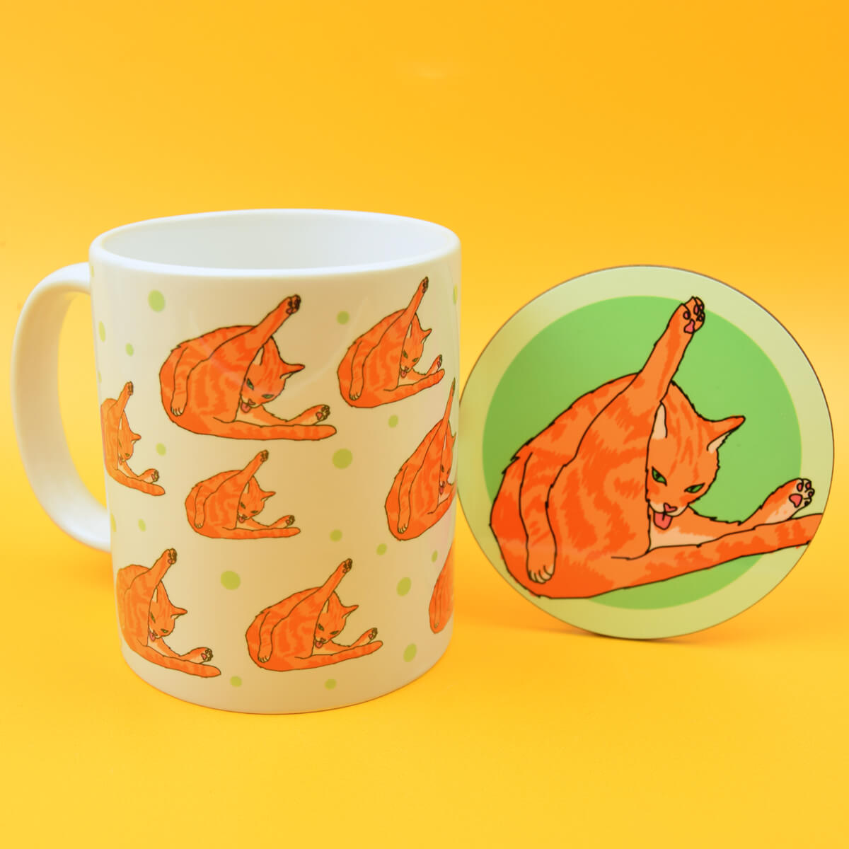 Cat Licking Butt Repeat Patten Mug • Luna