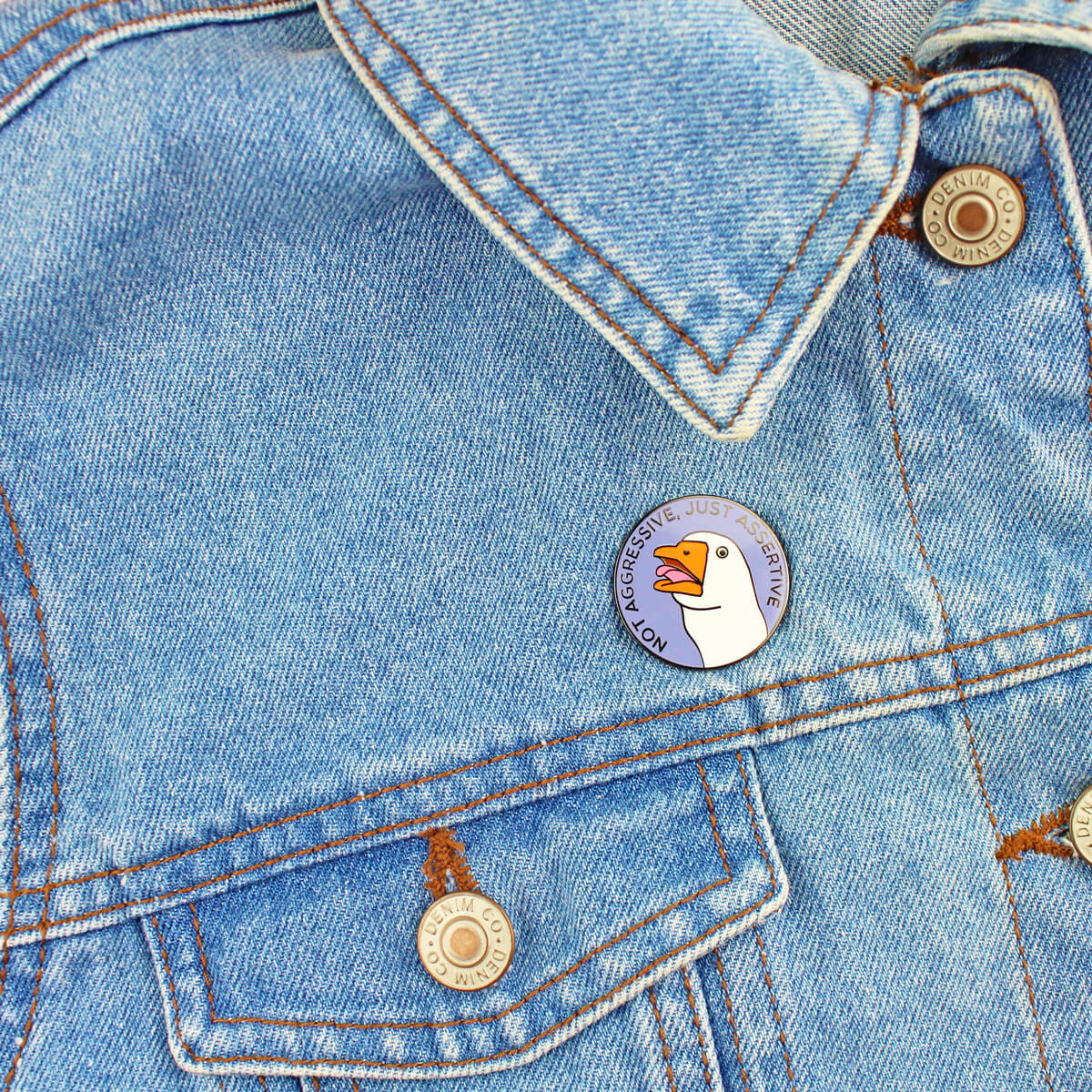 Not Aggressive, Just Assertive Enamel Pin | Luna