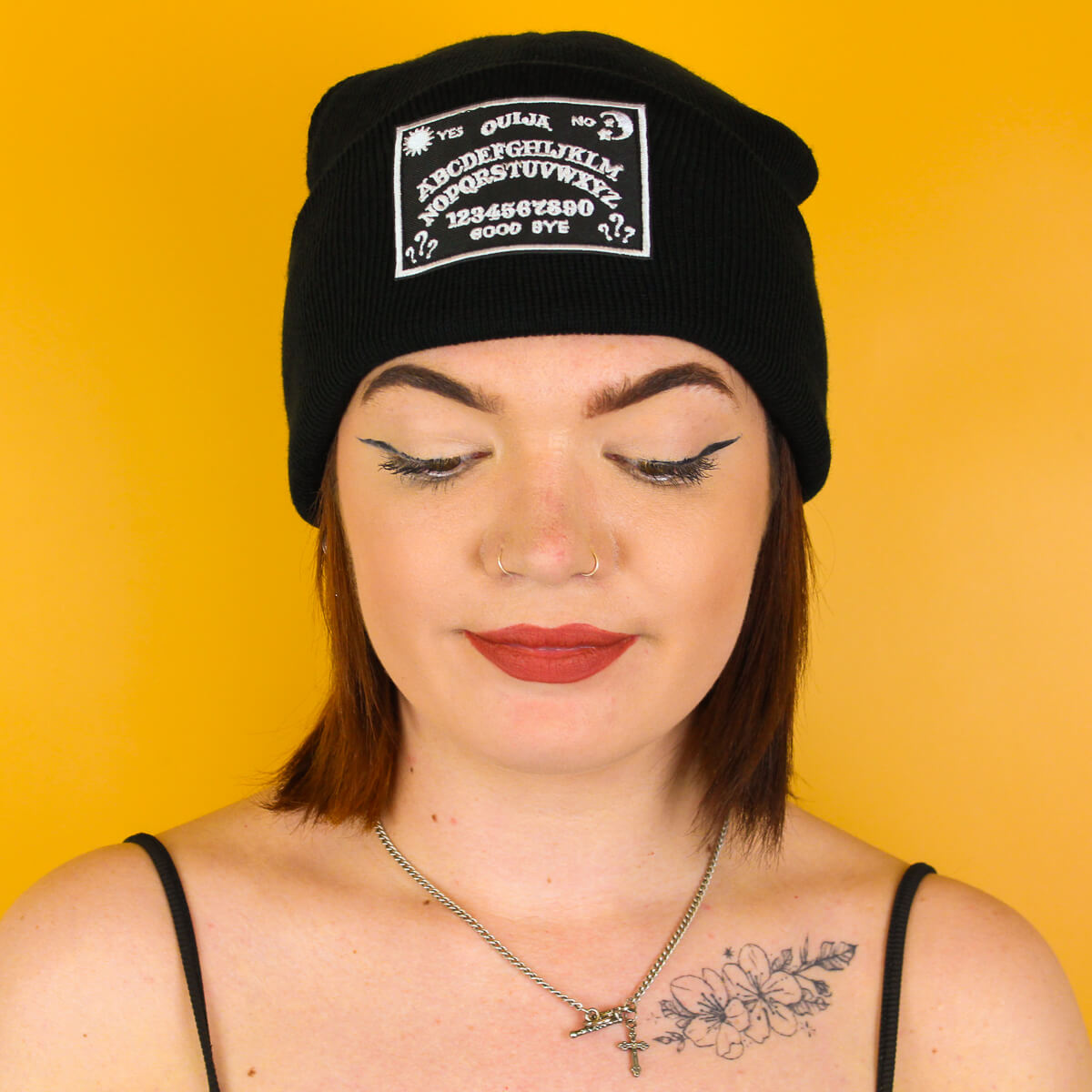 Ouija Board Patch Black Beanie | Luna