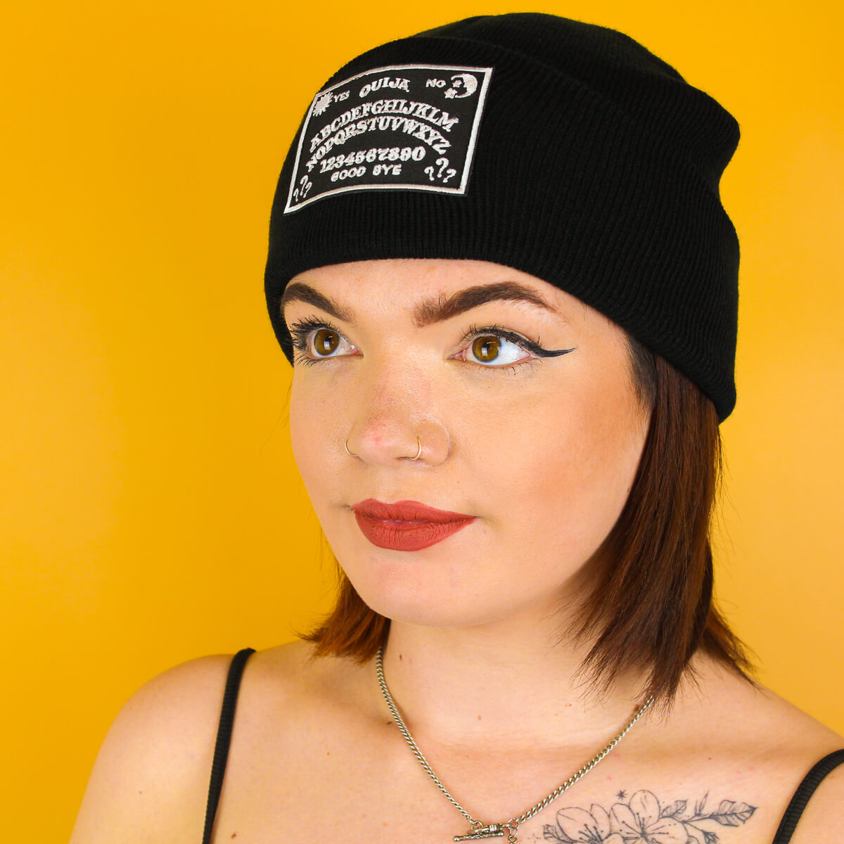 Ouija Board Patch Black Beanie | Luna