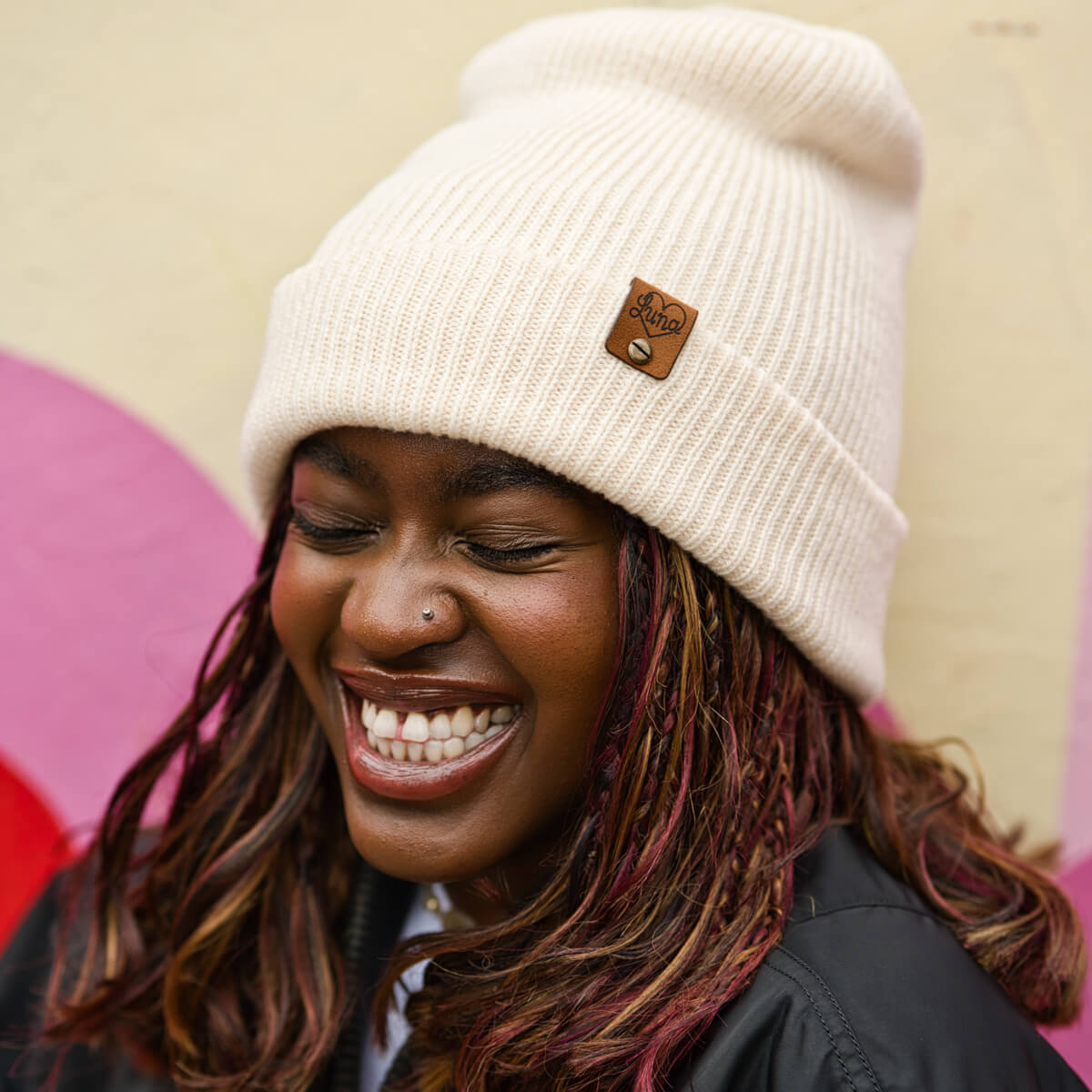 Cream Beanie with Tag