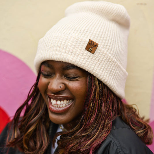 Cream Beanie with Tag