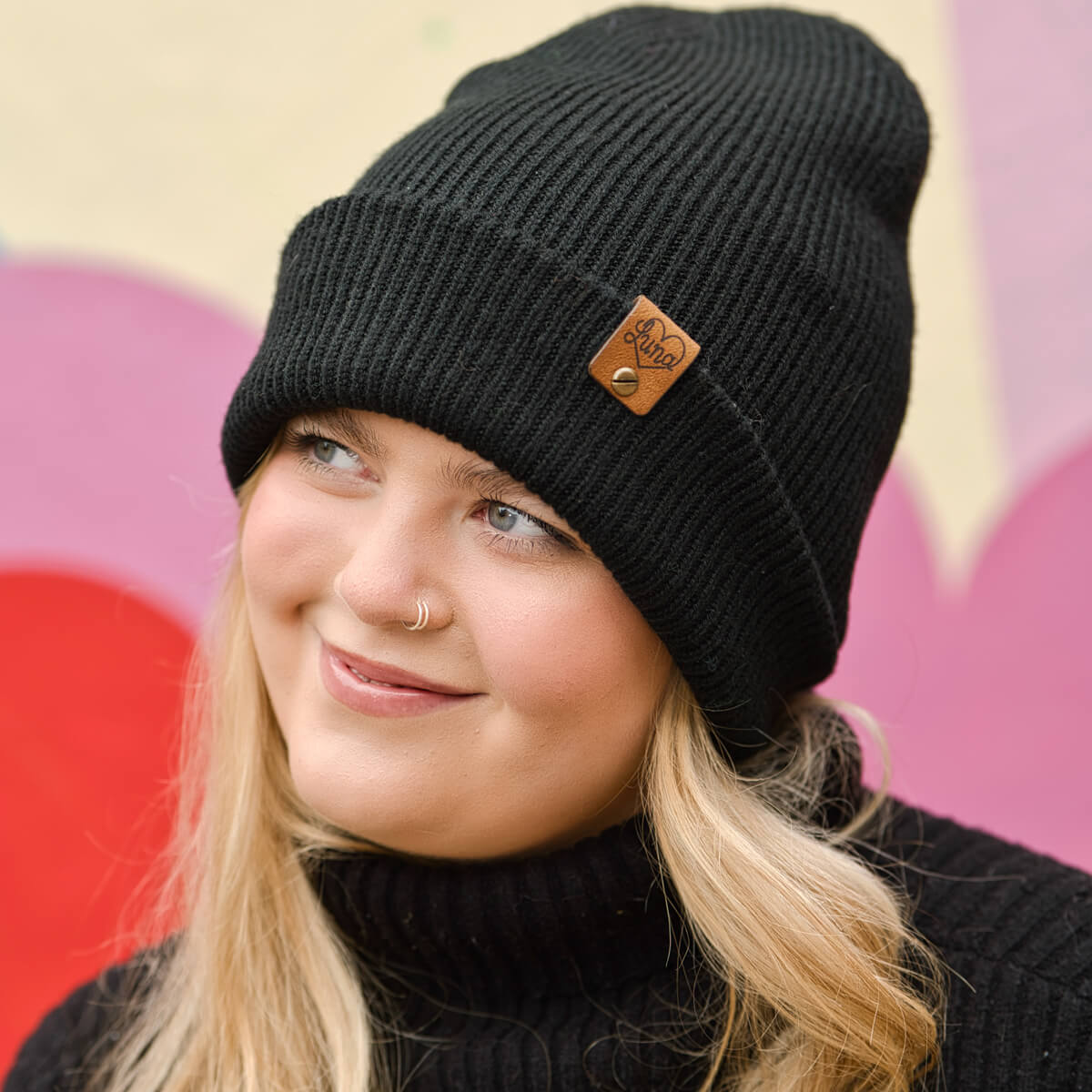 Black Beanie with Tag
