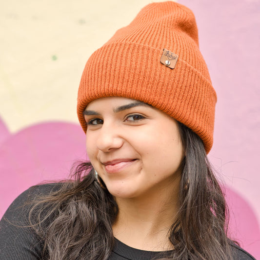 Orange Beanie with Tag