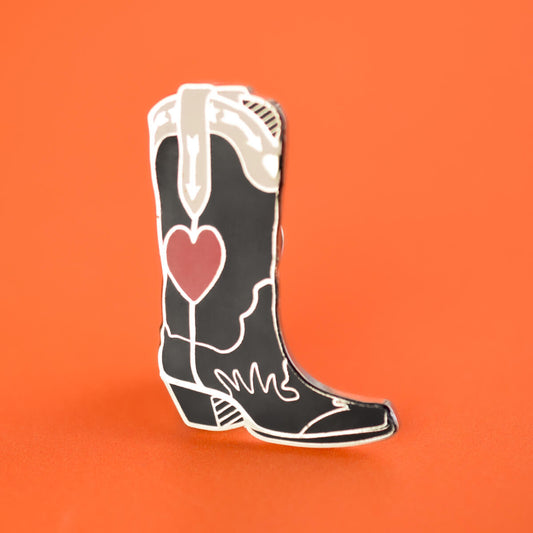 Black Cowboy Boot Enamel Pin | Luna