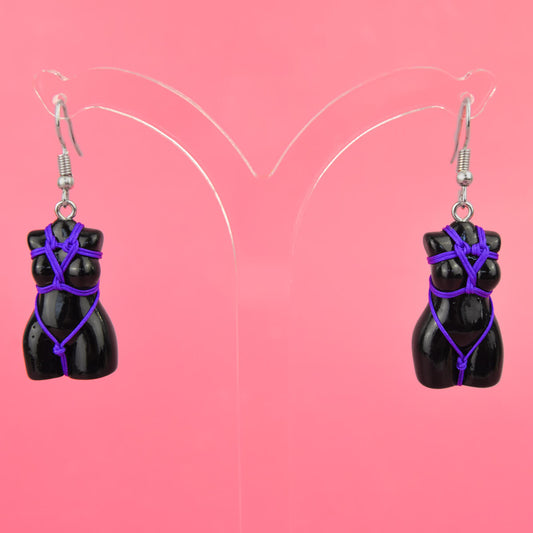 Black & Purple Shibari Earrings | Luna