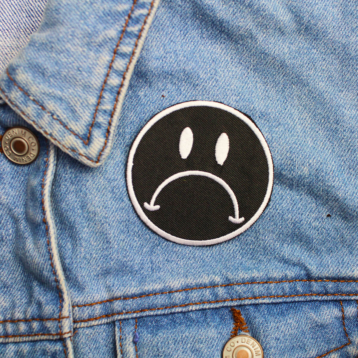 Black & White Sad Face Patch | Luna