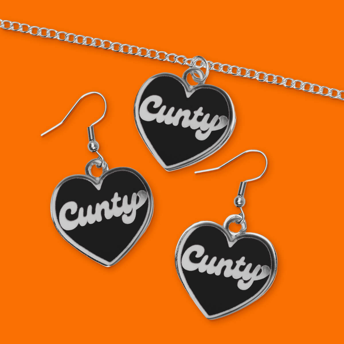Cunty Black Heart Necklace & Earrings Bundle • Luna