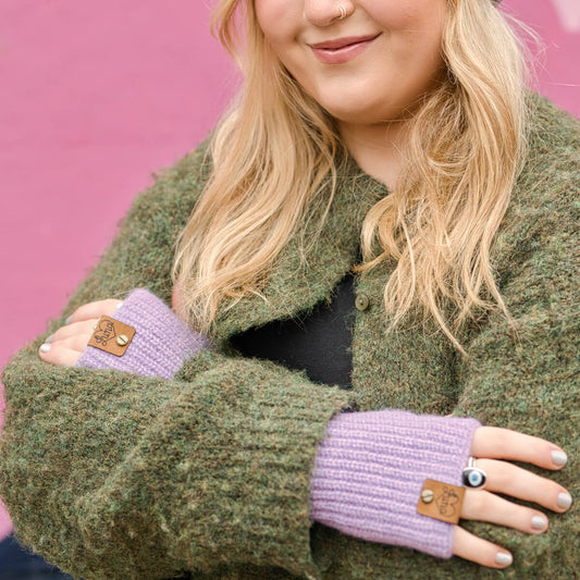 Bright Lilac Hand Warmers with Tag