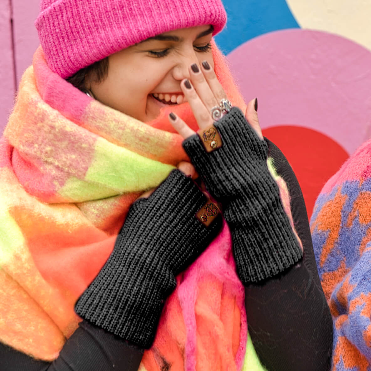 Black Hand Warmers with Tag