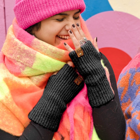 Black Hand Warmers with Tag
