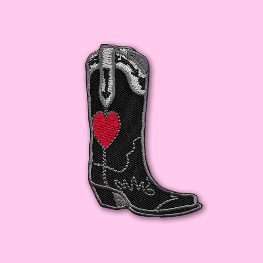 Black Cowboy Boot Patch