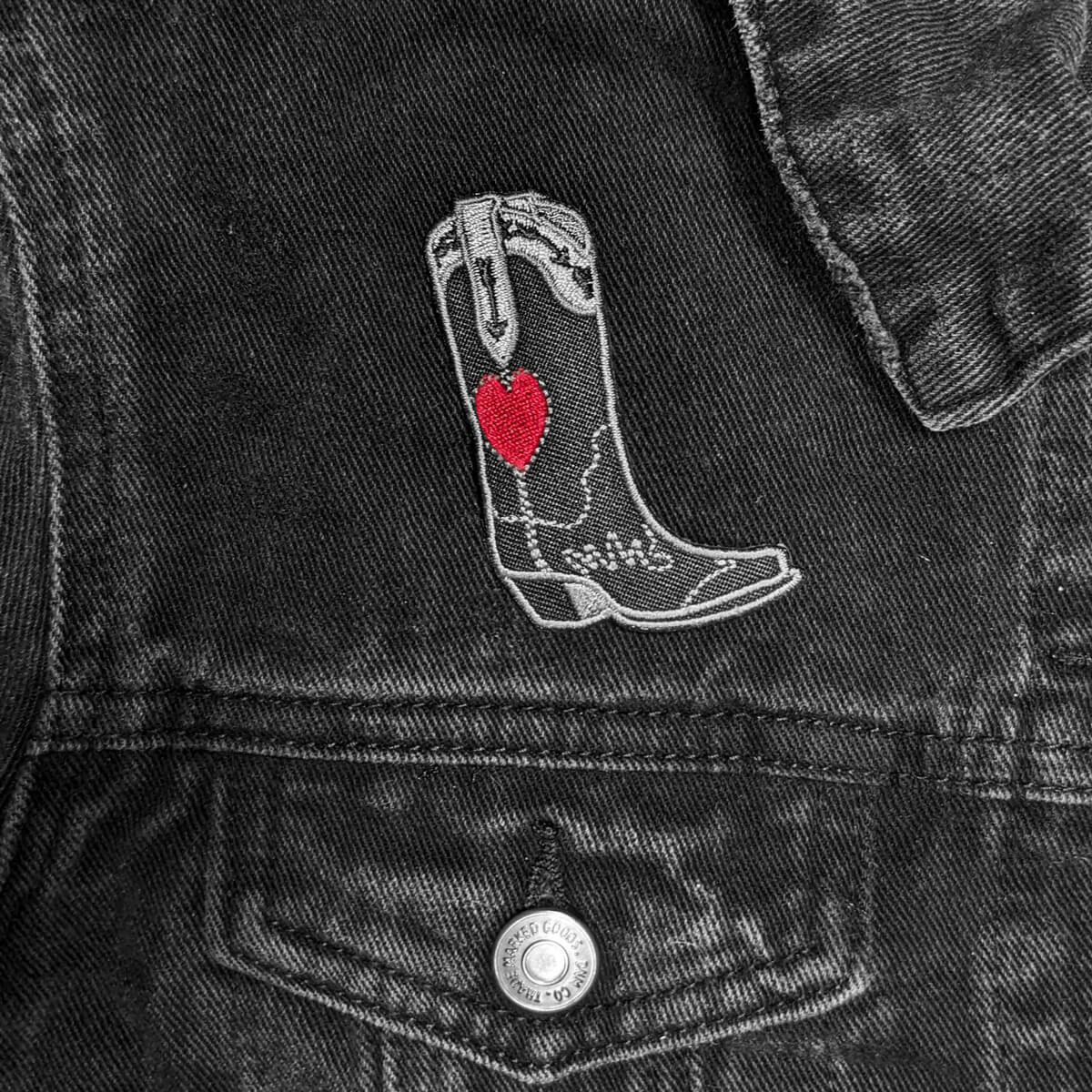 Black Cowboy Boot Patch