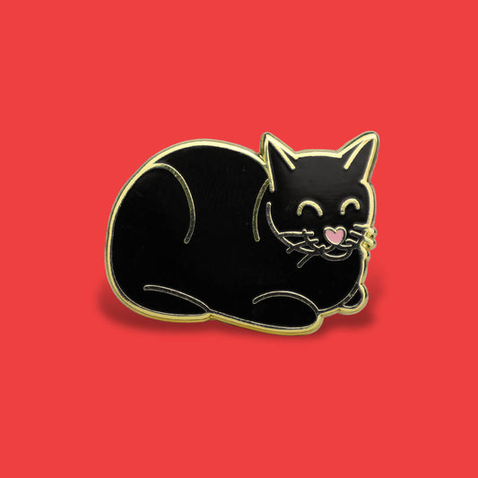 Cat Loaf Black Enamel Pin • Luna