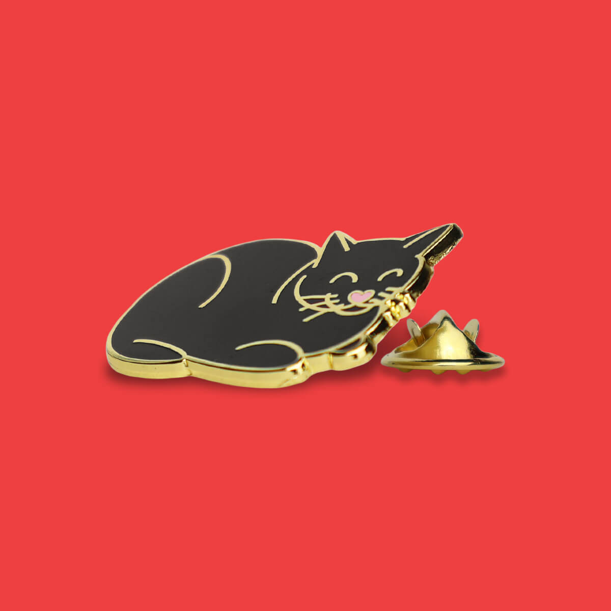 Cat Loaf Black Enamel Pin • Luna