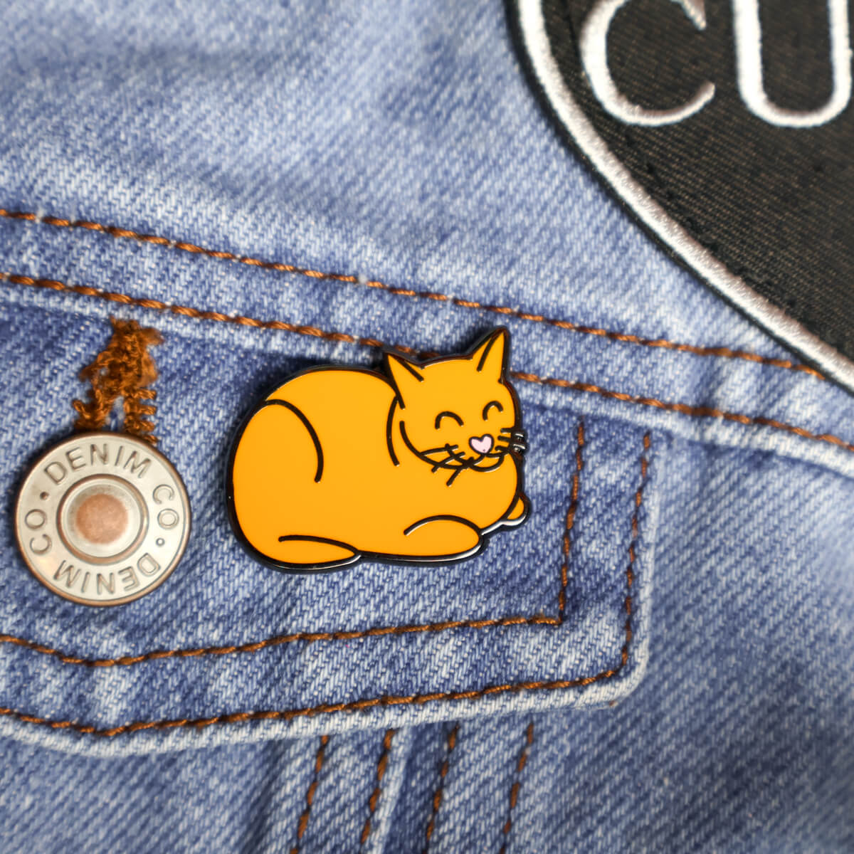 Cat Loaf Orange Enamel Pin • Luna