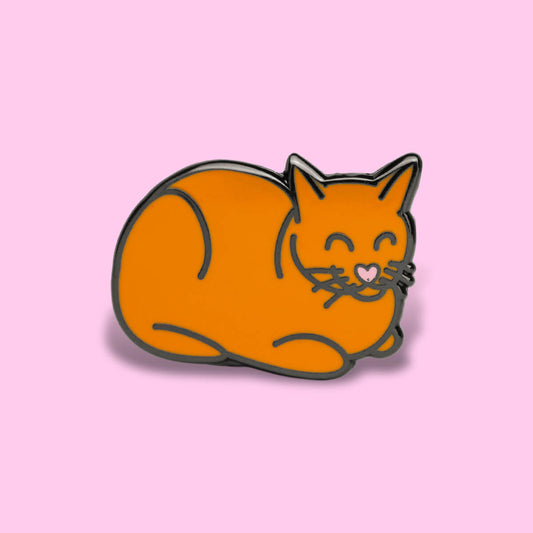 Cat Loaf Orange Enamel Pin • Luna