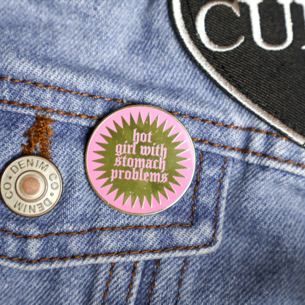 Hot Girl With Stomach Problems Enamel Pin • Luna