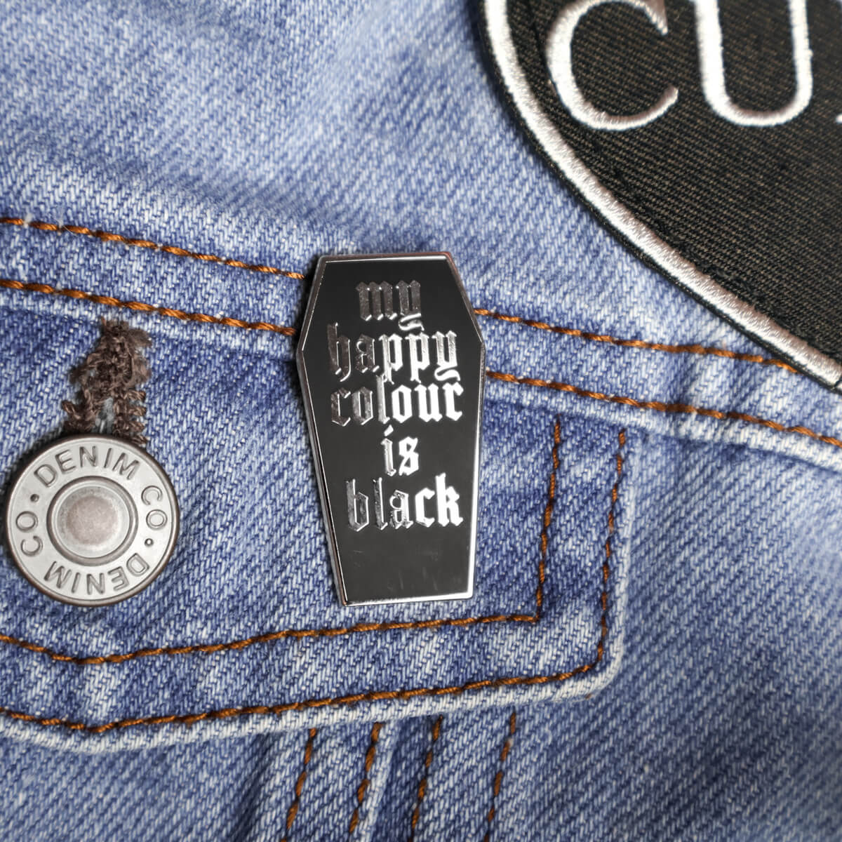 My Happy Colour Is Black Enamel Pin • Luna