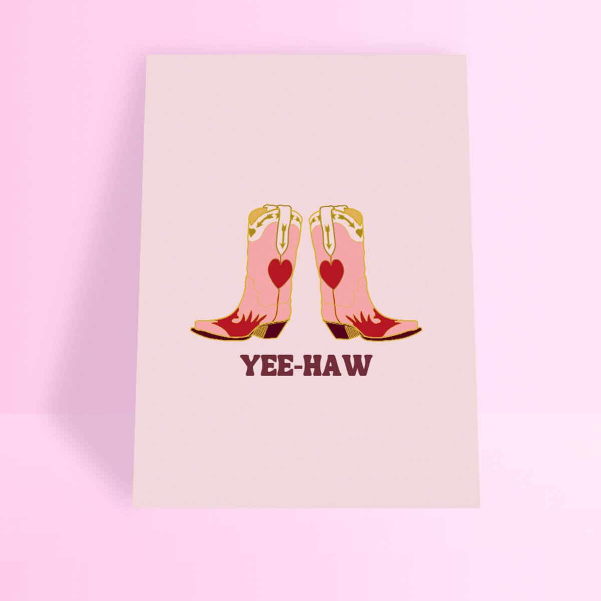 Yee Haw Cowboy Boots A4 Print