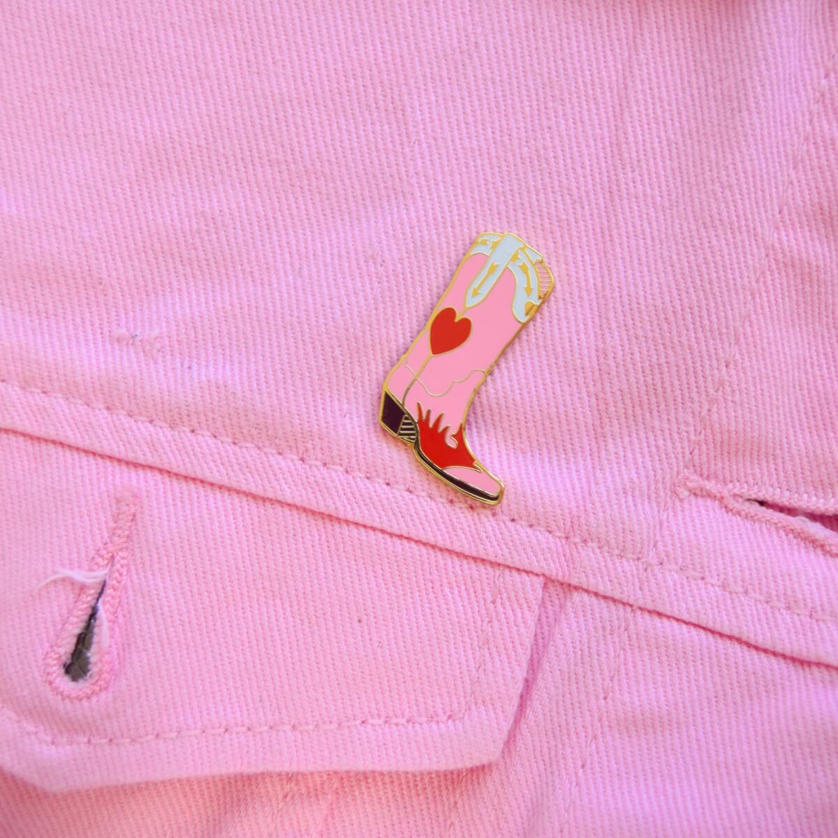 Pink Cowboy Boot Enamel Pin | Luna