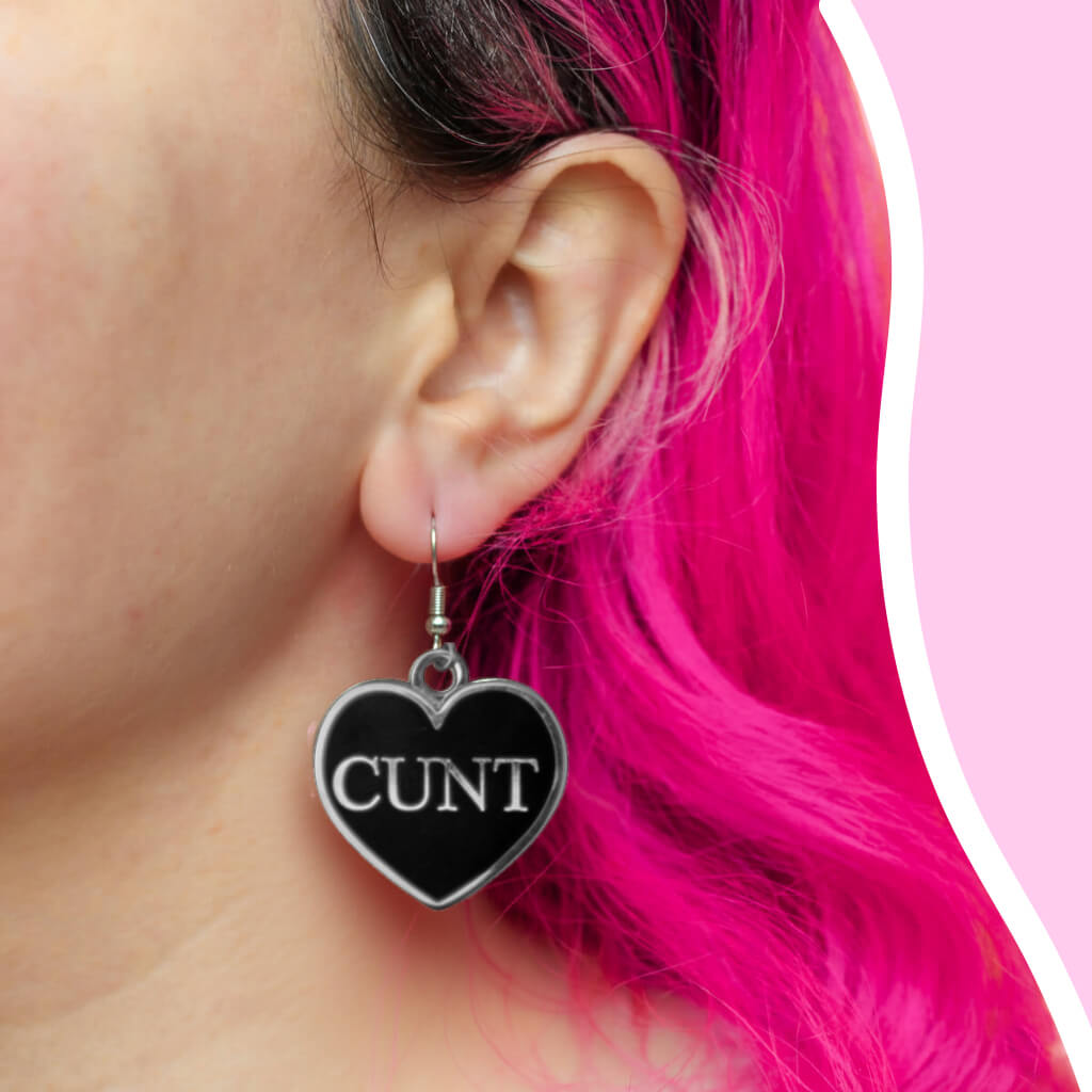 Cunt Black Heart Earrings • Luna