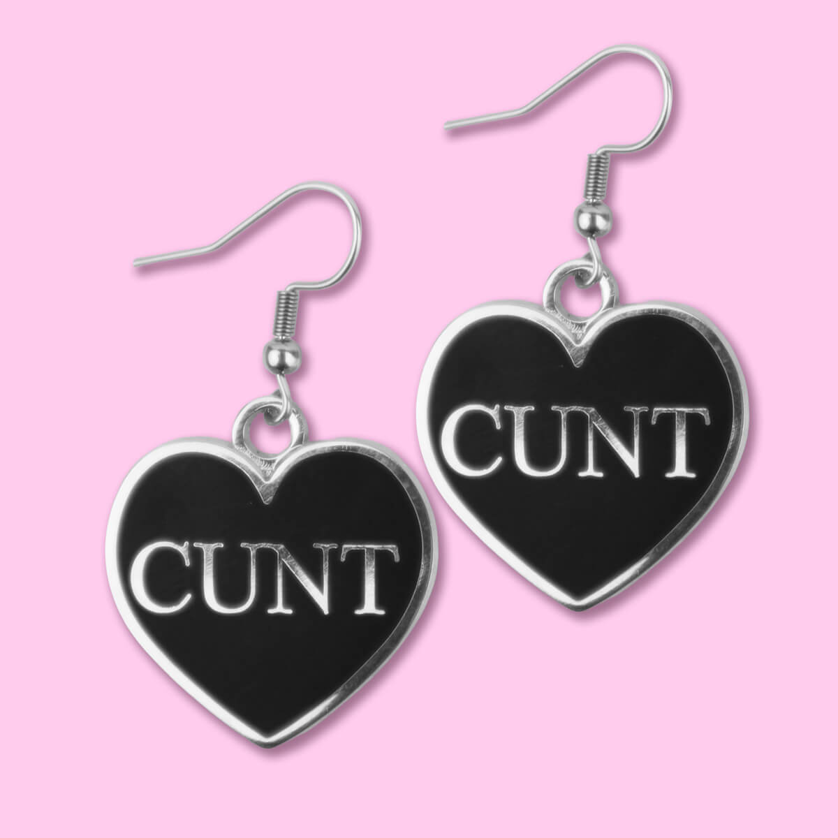 Cunt Black Heart Necklace & Earrings Bundle • Luna