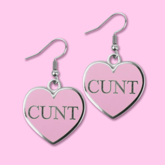 Cunt Pink Heart Earrings • Luna