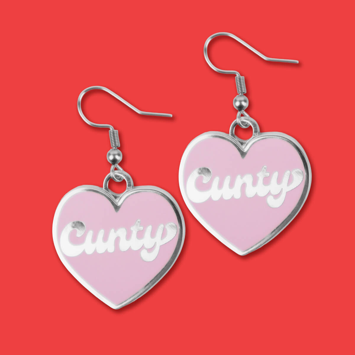 Cunty Pink Heart Earrings • Luna